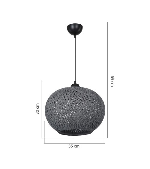 Lampada da soffitto Yumak MDL4745 con paralume in corda antracite