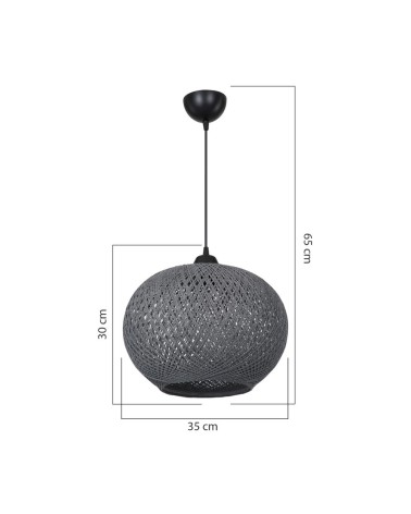 Lampada da soffitto Yumak MDL4745 con paralume in corda antracite