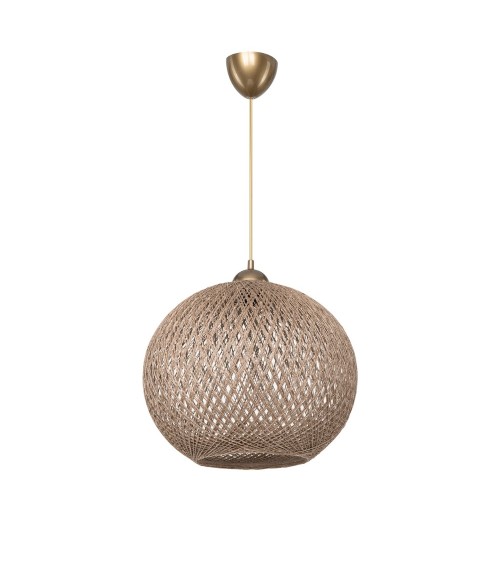 Lampada da soffitto Yumak MDL4746 con paralume in corda beige