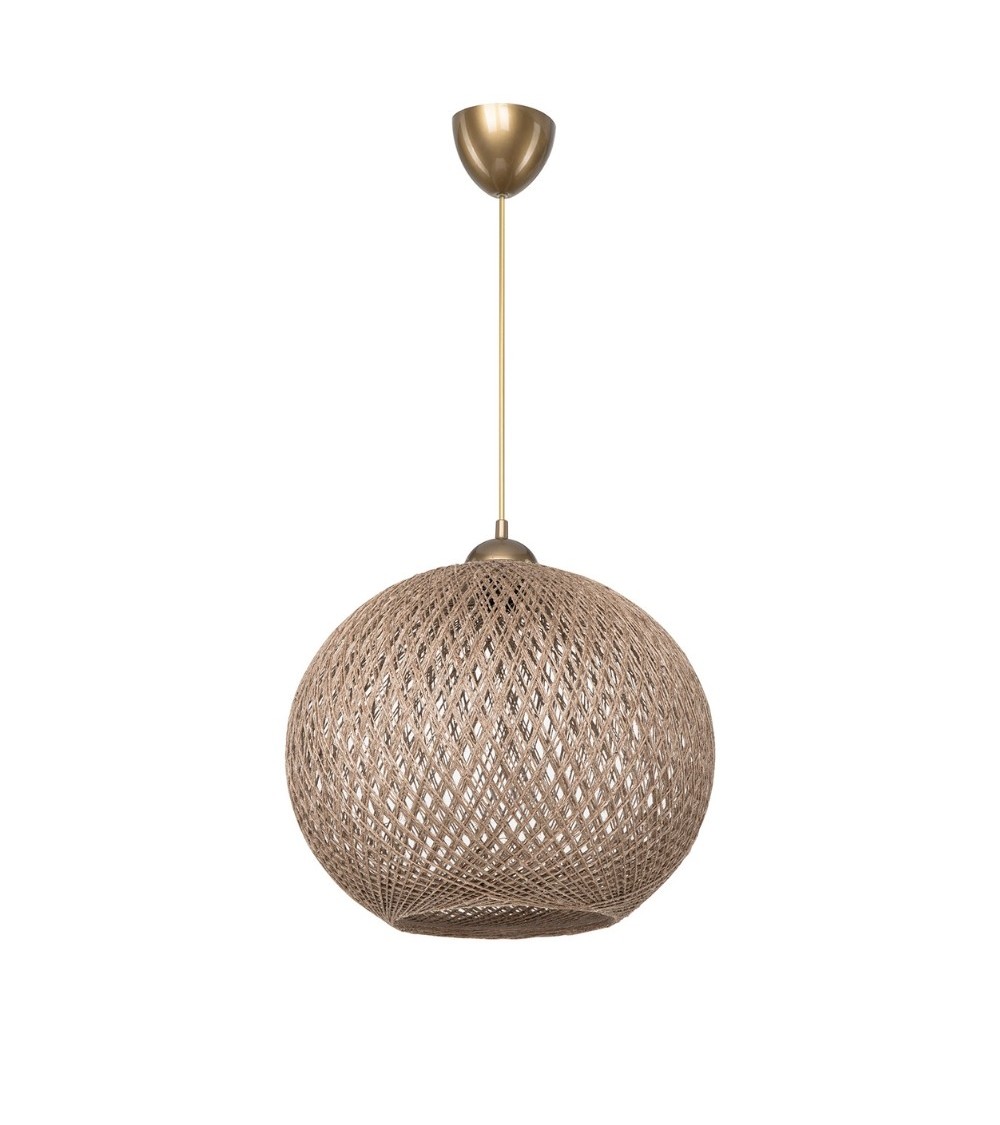 Lampada da soffitto Yumak MDL4746 con paralume in corda beige