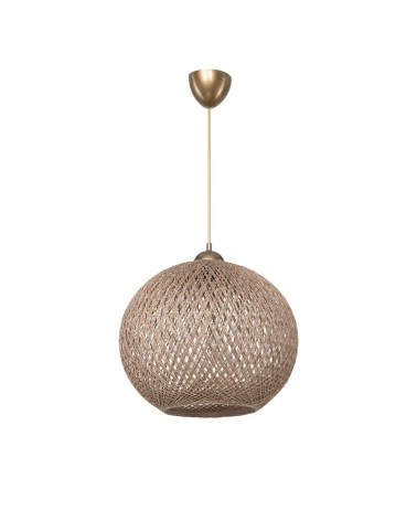 Lampada da soffitto Yumak MDL4746 con paralume in corda beige