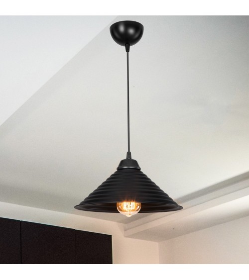 Lampada da soffitto Sava ASZ1617 con paralume in metallo nero
