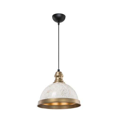 Lampada da soffitto Astek ASZ1636 con paralume in metallo bianco