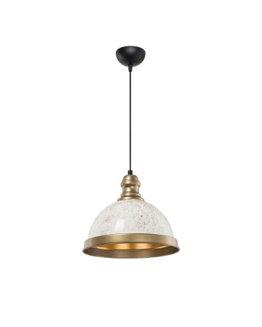 Lampada da soffitto Astek ASZ1636 con paralume in metallo bianco