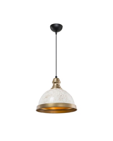 Lampada da soffitto Astek ASZ1636 con paralume in metallo bianco