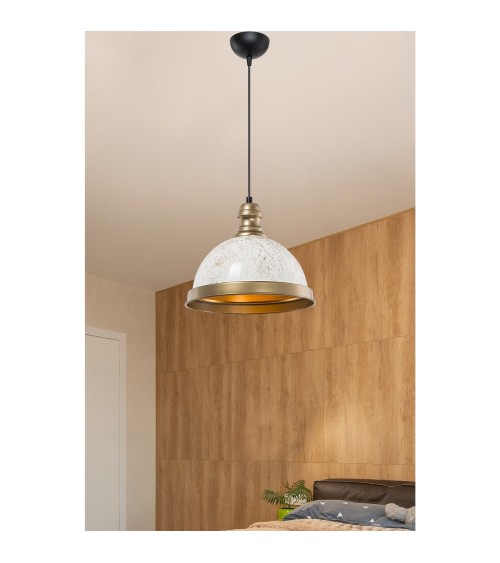 Lampada da soffitto Astek ASZ1636 con paralume in metallo bianco