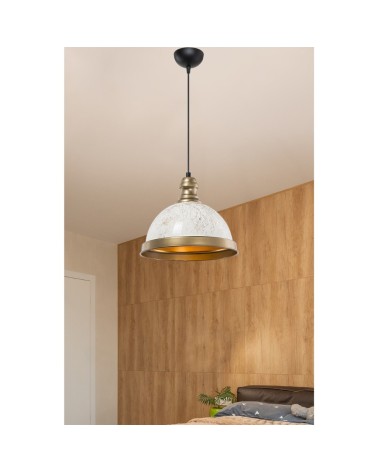 Lampada da soffitto Astek ASZ1636 con paralume in metallo bianco