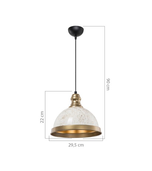 Lampada da soffitto Astek ASZ1636 con paralume in metallo bianco