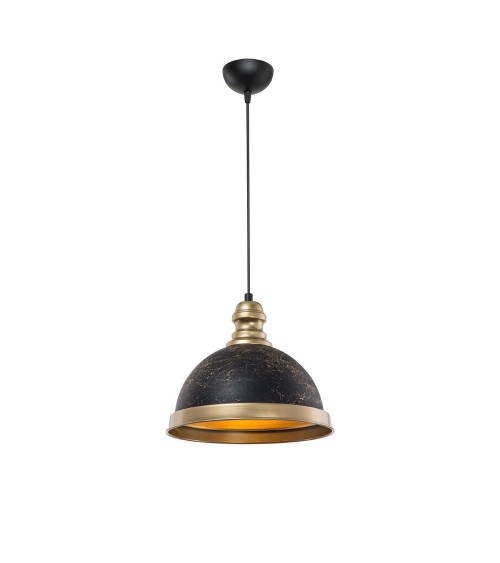 Lampada da soffitto Astek ASZ1637 con paralume in metallo nero