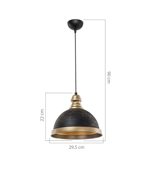 Lampada da soffitto Astek ASZ1637 con paralume in metallo nero