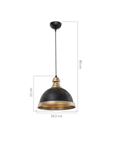 Lampada da soffitto Astek ASZ1637 con paralume in metallo nero