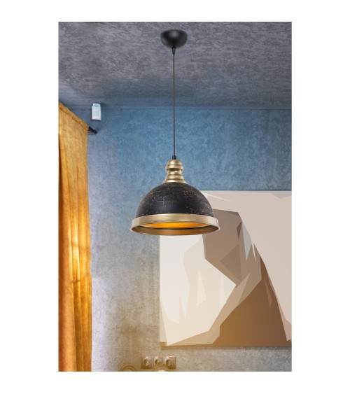 Lampada da soffitto Astek ASZ1637 con paralume in metallo nero