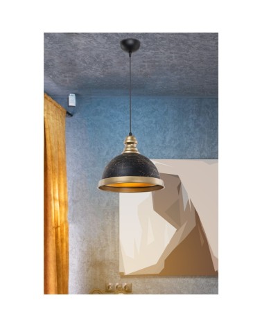 Lampada da soffitto Astek ASZ1637 con paralume in metallo nero