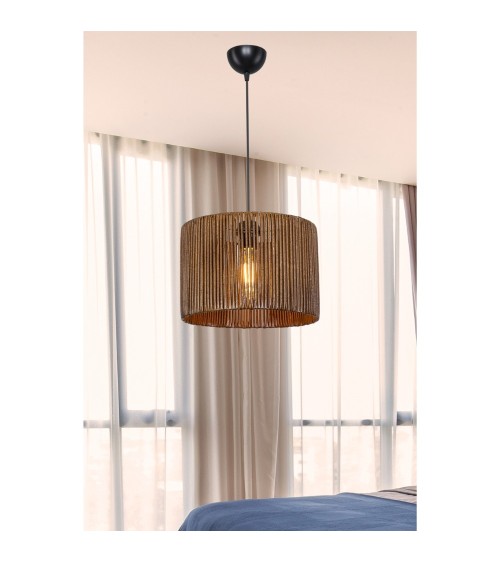 Lampada da soffitto Roya ASZ1700 in carta intrecciata rustica marrone
