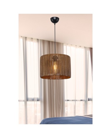 Lampada da soffitto Roya ASZ1700 in carta intrecciata rustica marrone