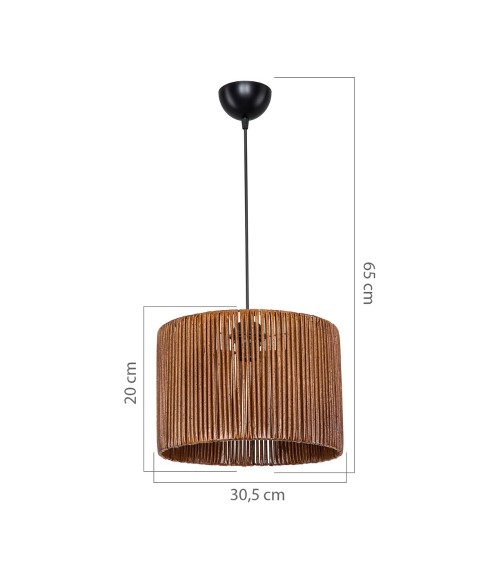 Lampada da soffitto Roya ASZ1700 in carta intrecciata rustica marrone
