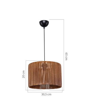 Lampada da soffitto Roya ASZ1700 in carta intrecciata rustica marrone