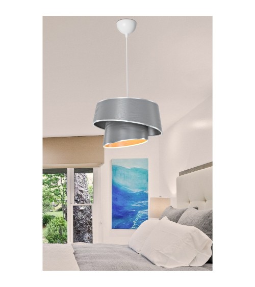 Lampada da soffitto Lima MDL5132 con paralume in tessuto grigio