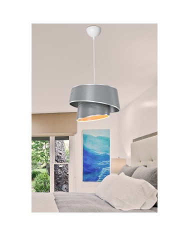 Lampada da soffitto Lima MDL5132 con paralume in tessuto grigio