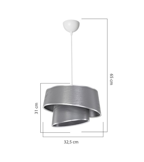 Lampada da soffitto Lima MDL5132 con paralume in tessuto grigio
