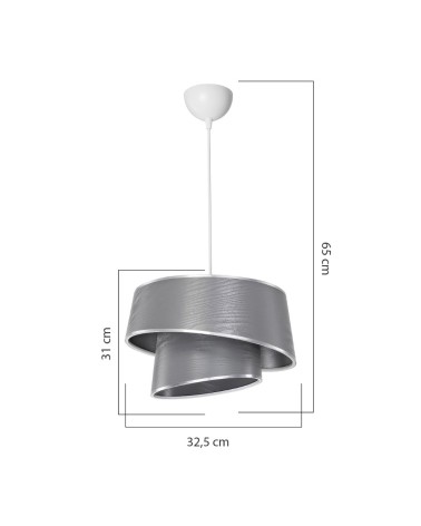 Lampada da soffitto Lima MDL5132 con paralume in tessuto grigio