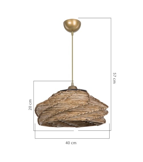 Lampada da soffitto Risa MDL4940 con paralume in carta intrecciata rustica