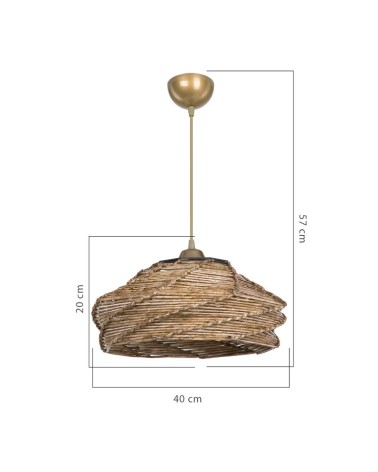 Lampada da soffitto Risa MDL4940 con paralume in carta intrecciata rustica