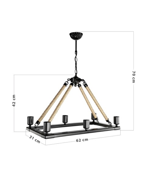 Lampada da soffitto Bohem ASZ0866 con 6 portalampade