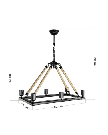 Lampada da soffitto Bohem ASZ0866 con 6 portalampade