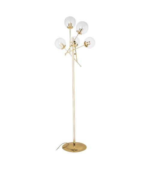 Lampada da terra Gondia ASZ1390 in metallo colore oro con 5 paralumi in vetro