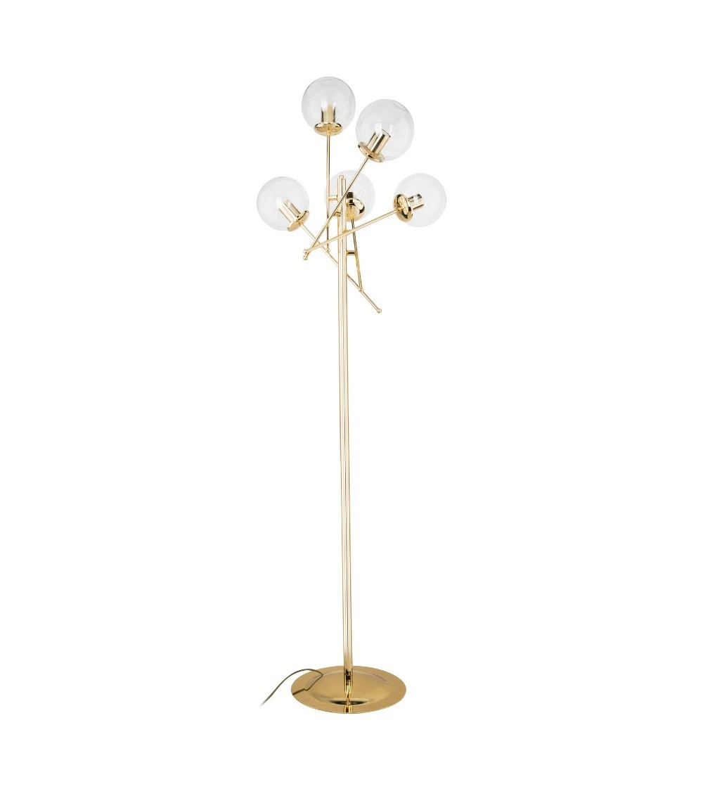 Lampada da terra Gondia ASZ1390 in metallo colore oro con 5 paralumi in vetro