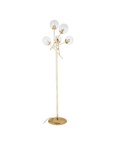 Lampada da terra Gondia ASZ1390 in metallo colore oro con 5 paralumi in vetro