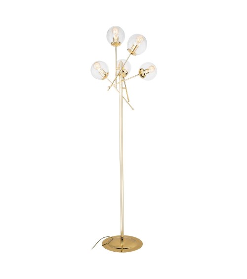 Lampada da terra Gondia ASZ1390 in metallo colore oro con 5 paralumi in vetro