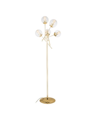 Lampada da terra Gondia ASZ1390 in metallo colore oro con 5 paralumi in vetro