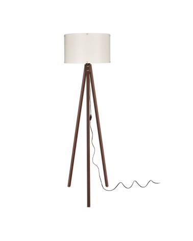 Lampada da terra Aden ASZ1460 con piantana in noce e paralume in tessuto crema