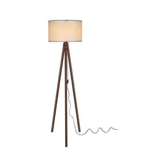 Lampada da terra Aden ASZ1460 con piantana in noce e paralume in tessuto crema