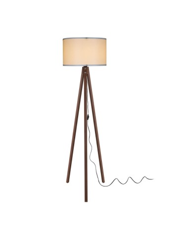 Lampada da terra Aden ASZ1460 con piantana in noce e paralume in tessuto crema