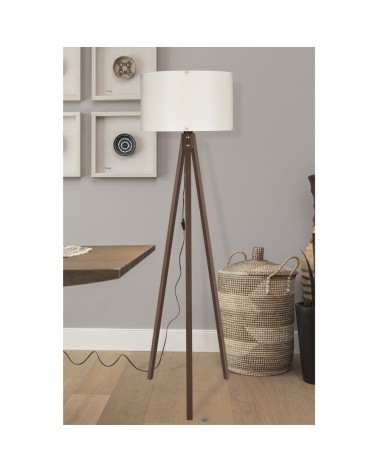 Lampada da terra Aden ASZ1460 con piantana in noce e paralume in tessuto crema