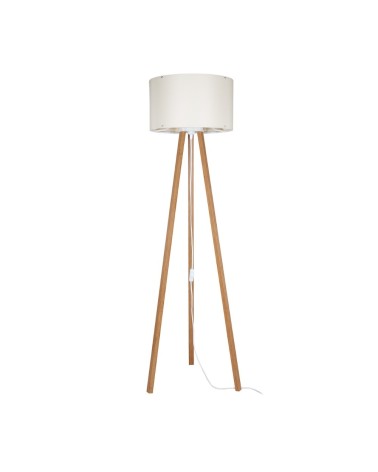 Lampada da terra Piko ASZ1664 con piantana in rovere e paralume in tessuto crema