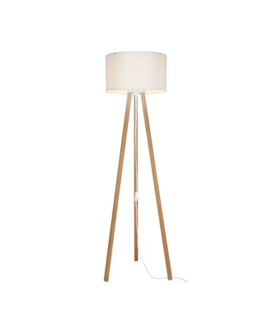 Lampada da terra Piko ASZ1664 con piantana in rovere e paralume in tessuto crema