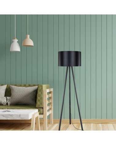 Lampada da terra Piko MDL5134 con piantana e paralume in tessuto nero