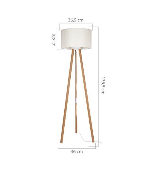 Lampada da terra Piko MDL5134 con piantana e paralume in tessuto nero