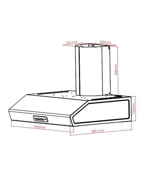 Cappa Kumtel Maestrale 90 con camino 90 cm 1 motore inox