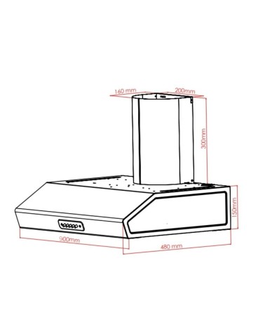 Cappa Kumtel Maestrale 90 con camino 90 cm 1 motore inox