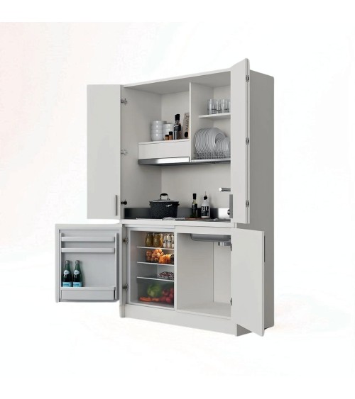 Cucina monoblocco Fold struttura e ante a libro bianco