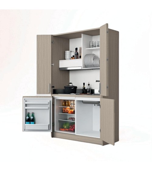 Cucina monoblocco Fold struttura e ante a libro olmo