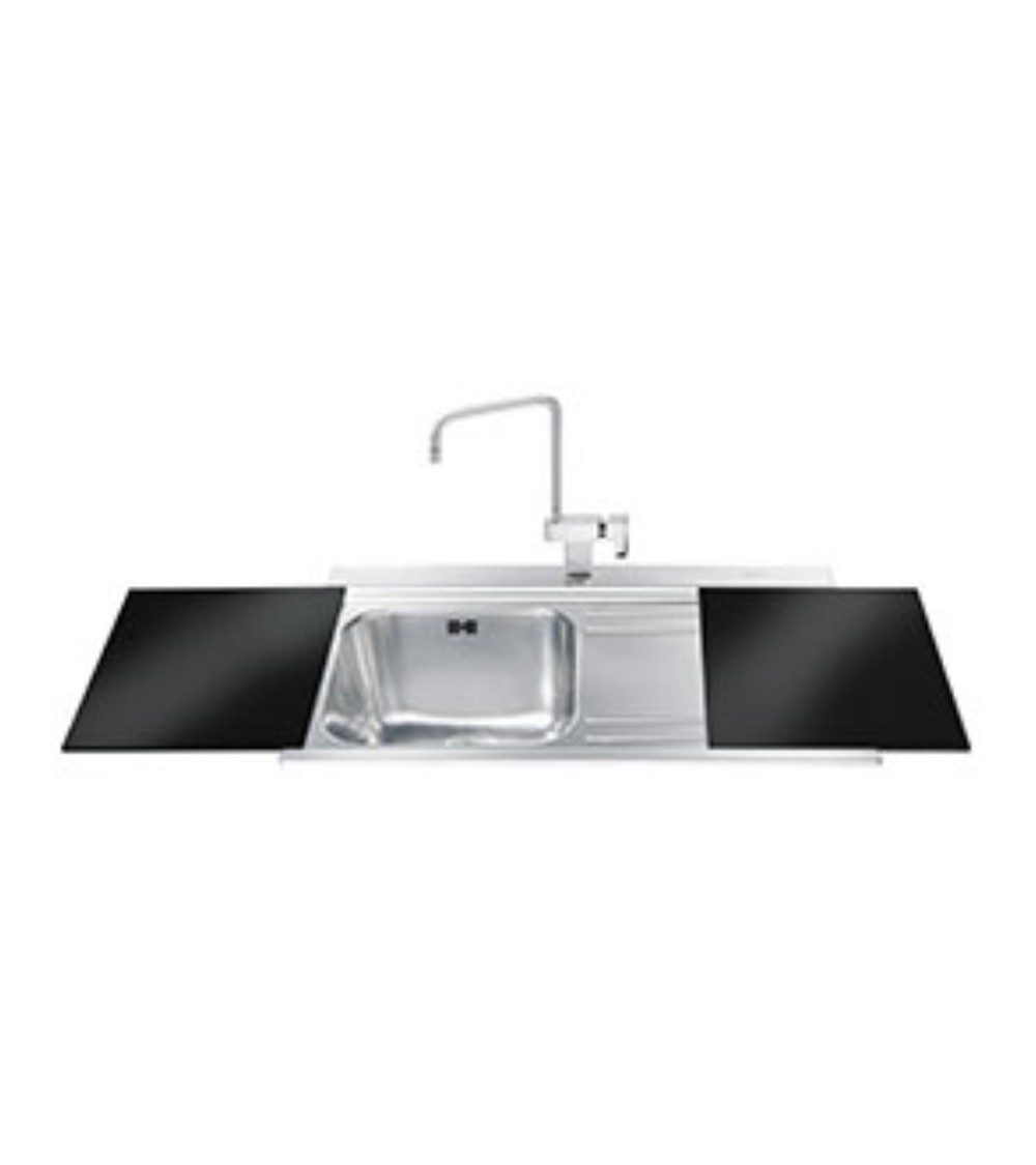 Lavello Smeg LI91ND 90x50 cm 1 vasca con gocciolatoio a destra con vetri neri