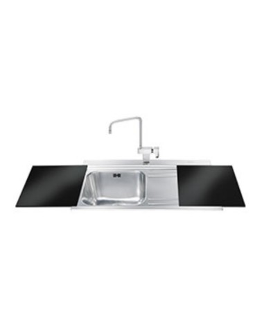Lavello Smeg LI91ND 90x50 cm 1 vasca con gocciolatoio a destra con vetri neri