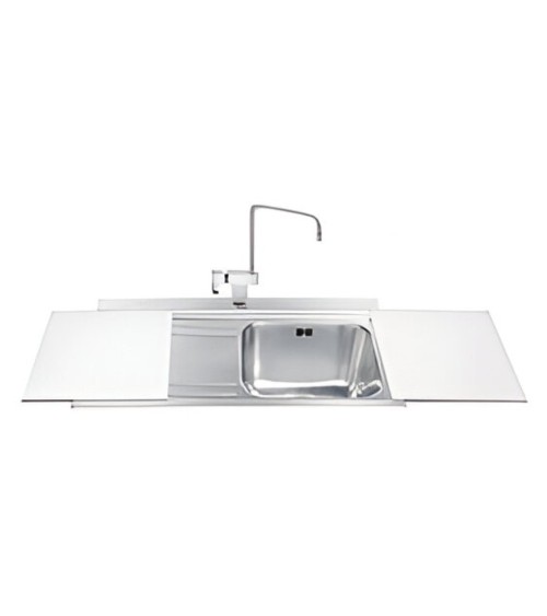 Lavello Smeg LI91BS 90x50 cm 1 vasca con gocciolatoio a sinistra con vetri bianchi