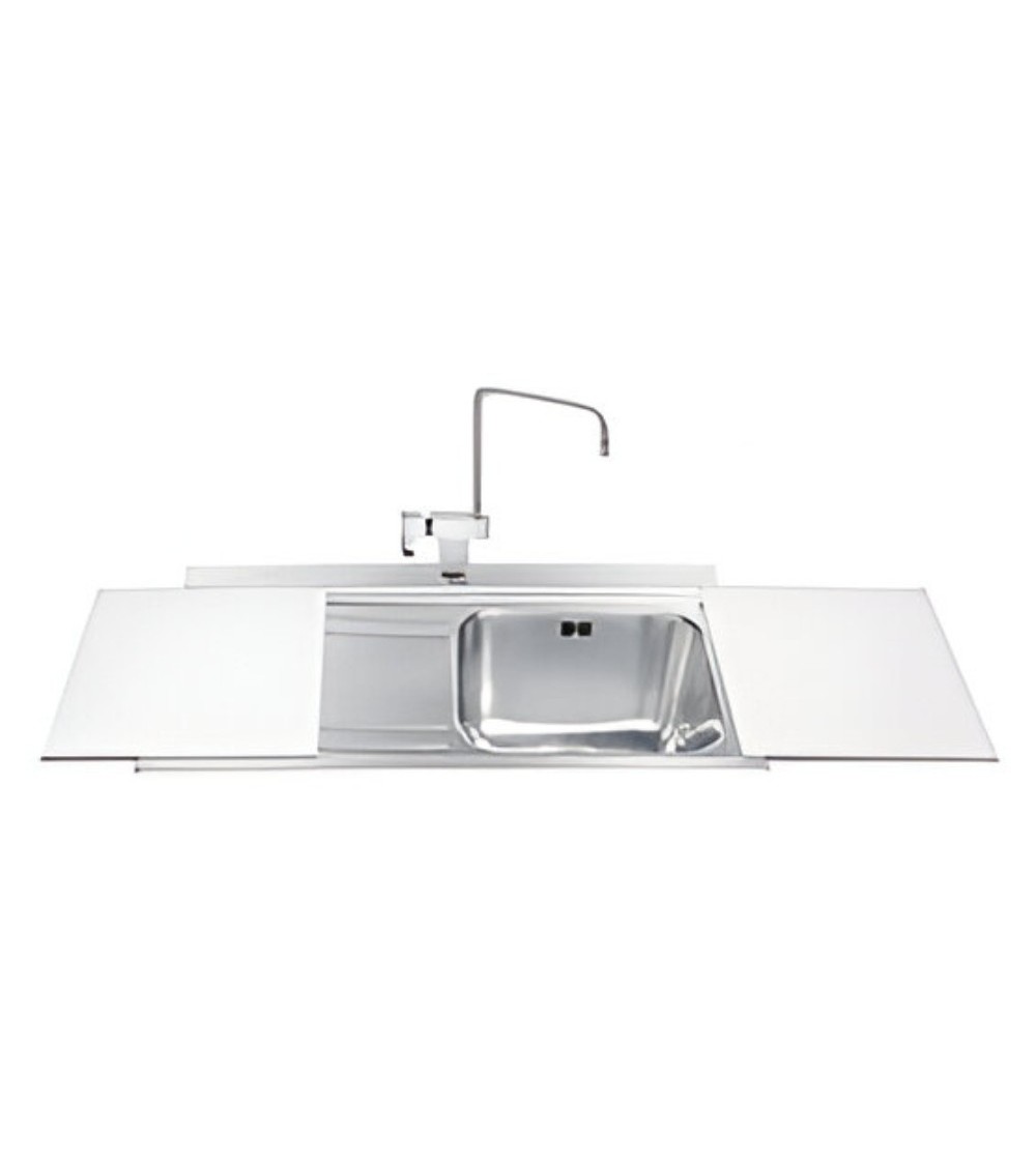 Lavello Smeg LI91BS 90x50 cm 1 vasca con gocciolatoio a sinistra con vetri bianchi